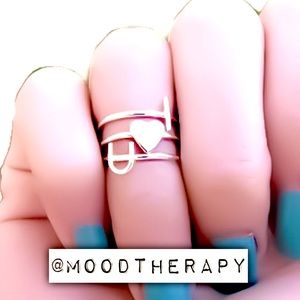 925 Sterling Silver “I ❤︎ U” Midi Knuckle Toe Stacking Stackable Set of 3 Rings